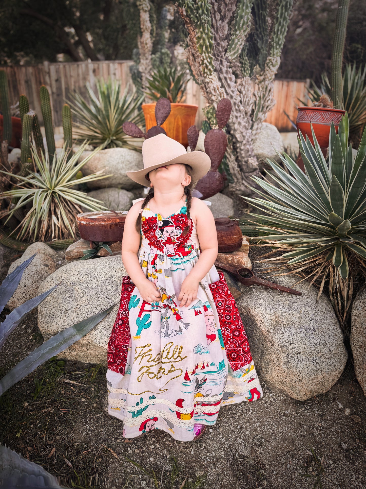 RTS 7/8 Vintage Looney Tunes western maxi dress