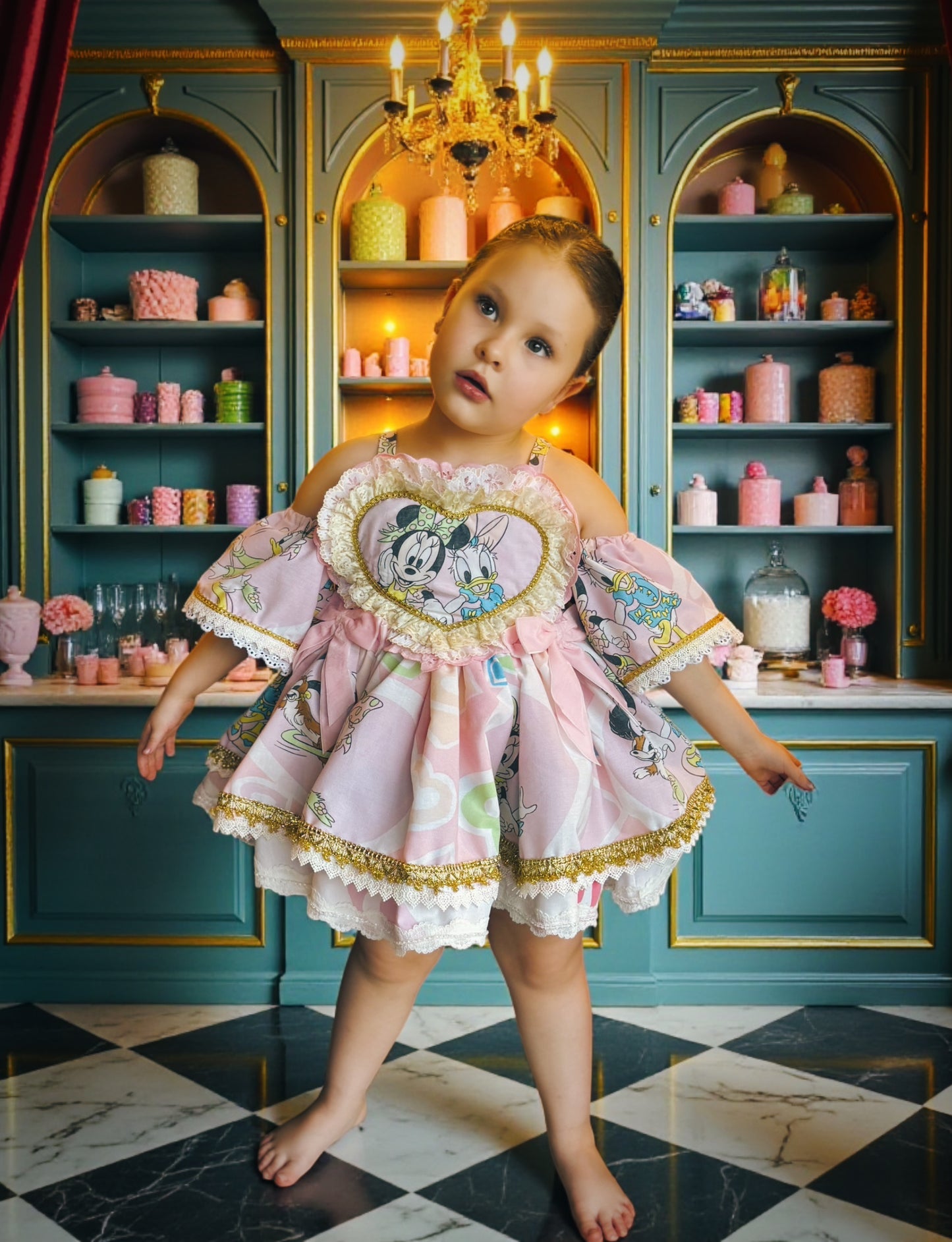 RTS 4/5 Minnie and Daisy Heart Eloise dress