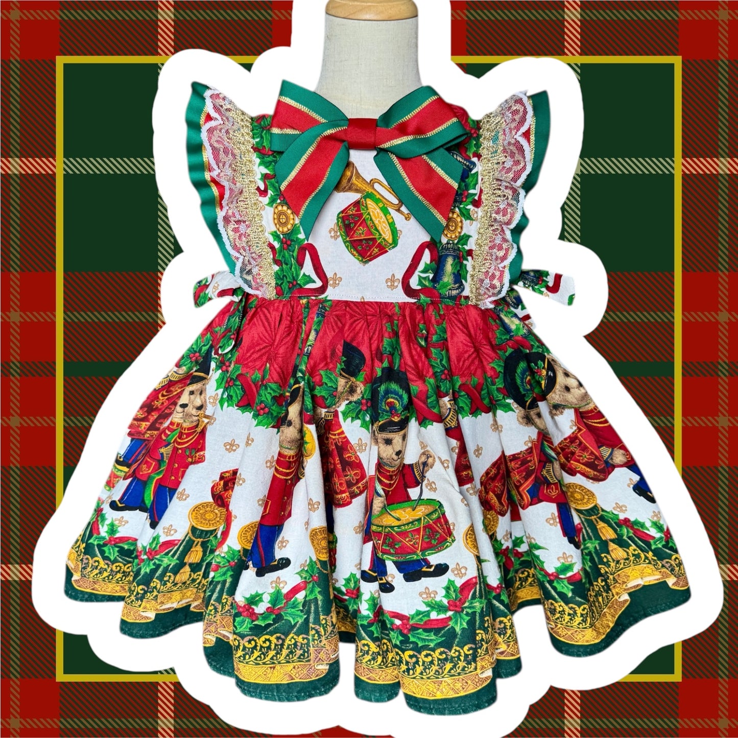 RTS 5/6 vintage Christmas Teddy Bear Emery Pinafore