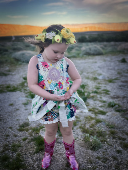 RTS 4/5/6 vintage quilt Bettie Romper