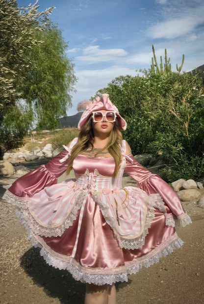 RTS L/XL ADULT Queen Pink pirate dress with matching hat