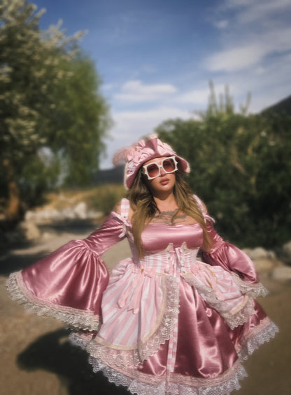 RTS L/XL ADULT Queen Pink pirate dress with matching hat