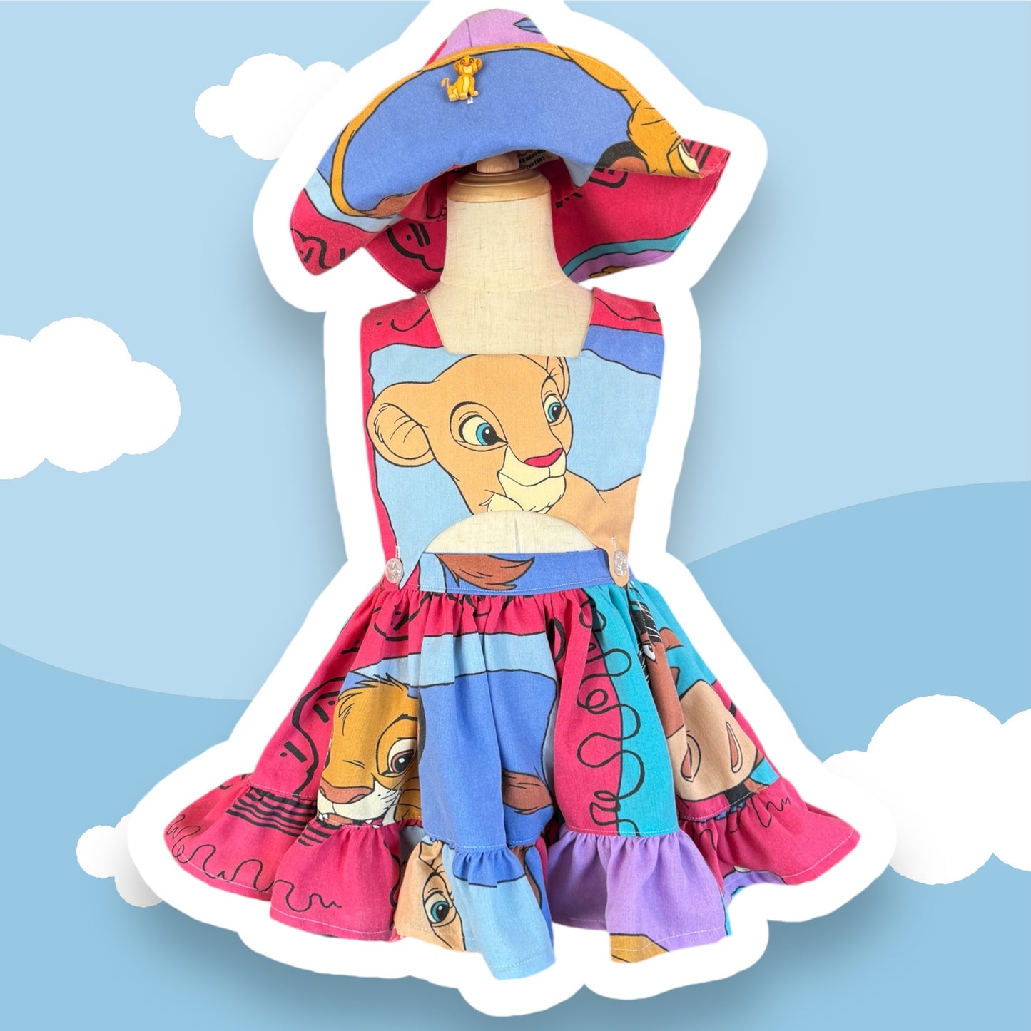 RTS 6-7 Evelyn Lion King dress and matching hat