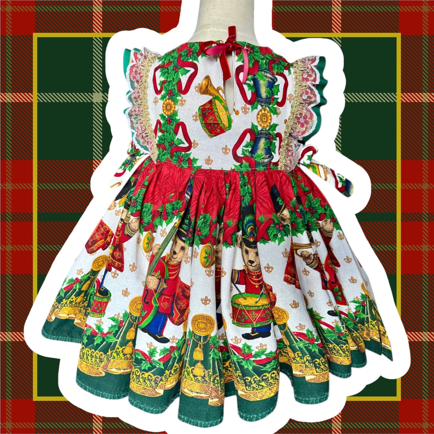 RTS 5/6 vintage Christmas Teddy Bear Emery Pinafore