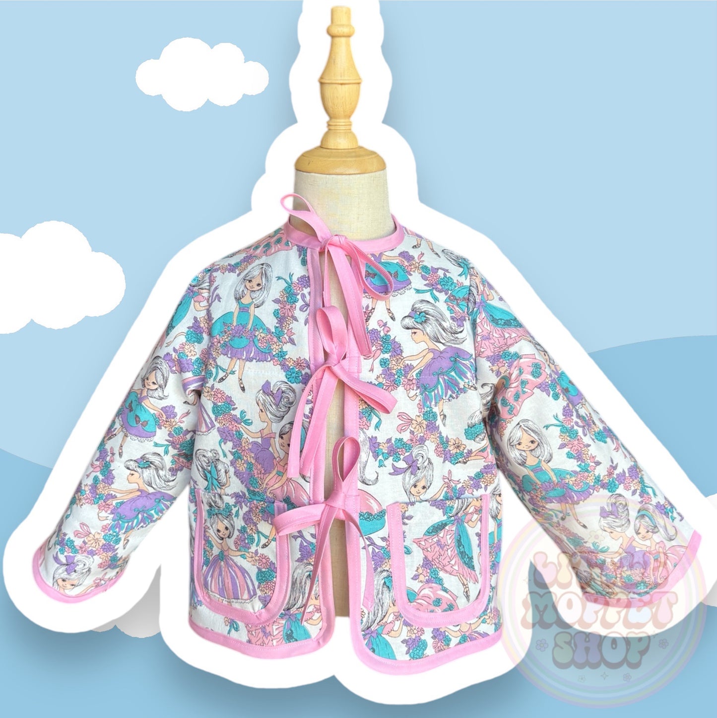 RTS 4T quilted Ballerina coat with pocket bunny