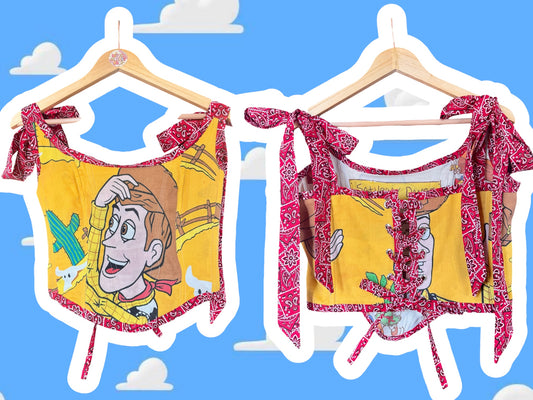 RTS M/L REVERSIBLE long Western Snoopy and Woody Mama Corset top
