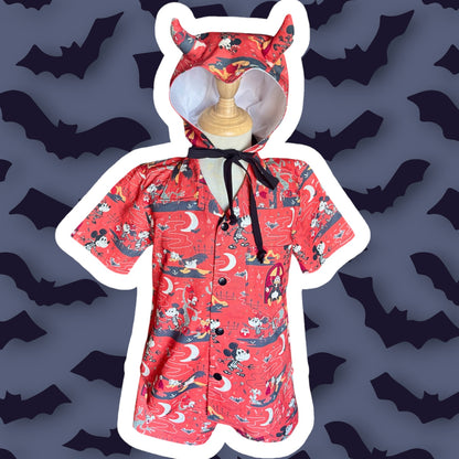 RTS 6/7 Mickey Halloween button up, shorts and devil bonnet