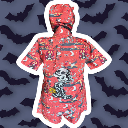 RTS 6/7 Mickey Halloween button up, shorts and devil bonnet