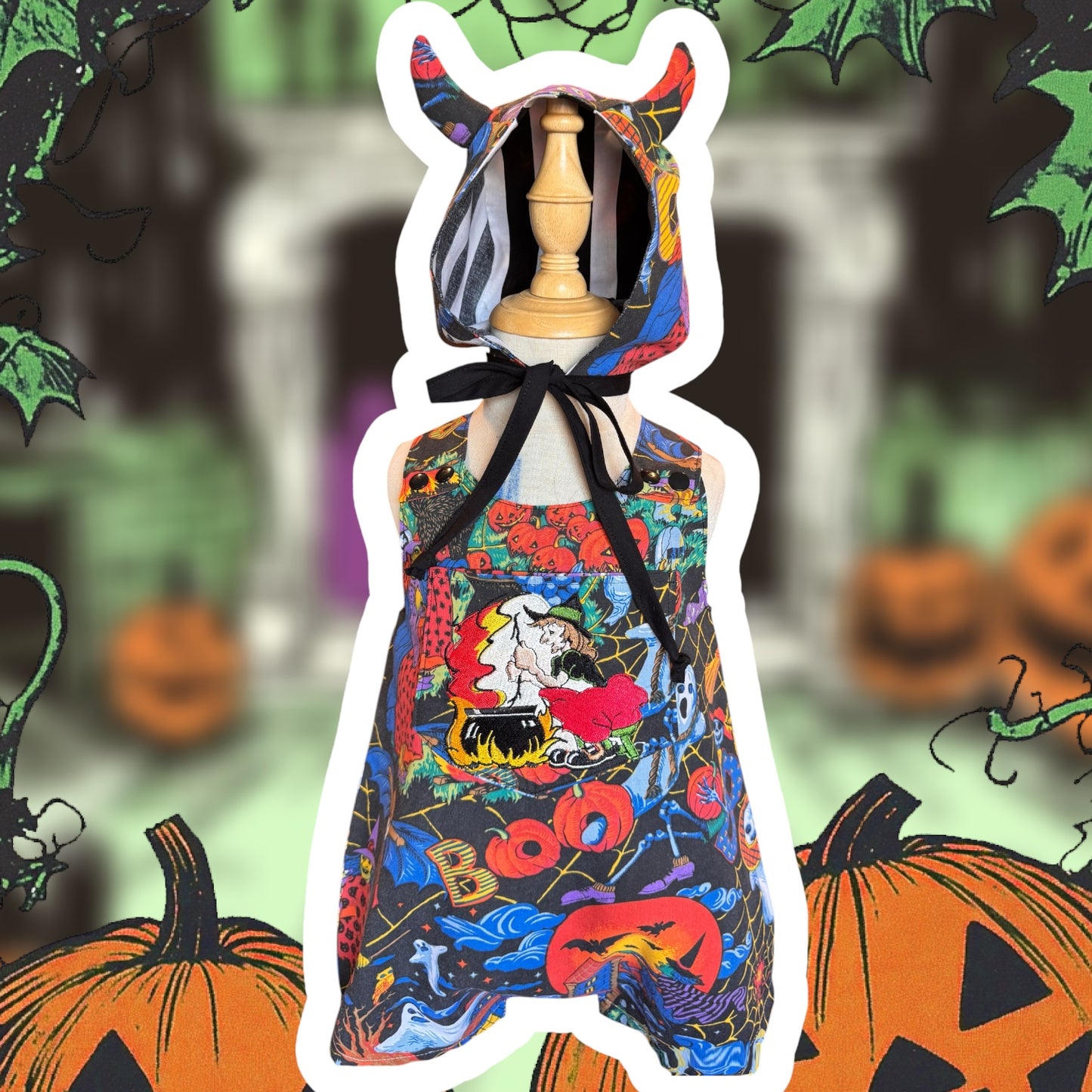 RTS 12/24M Vintage Halloween Shortalls with matching bonnet