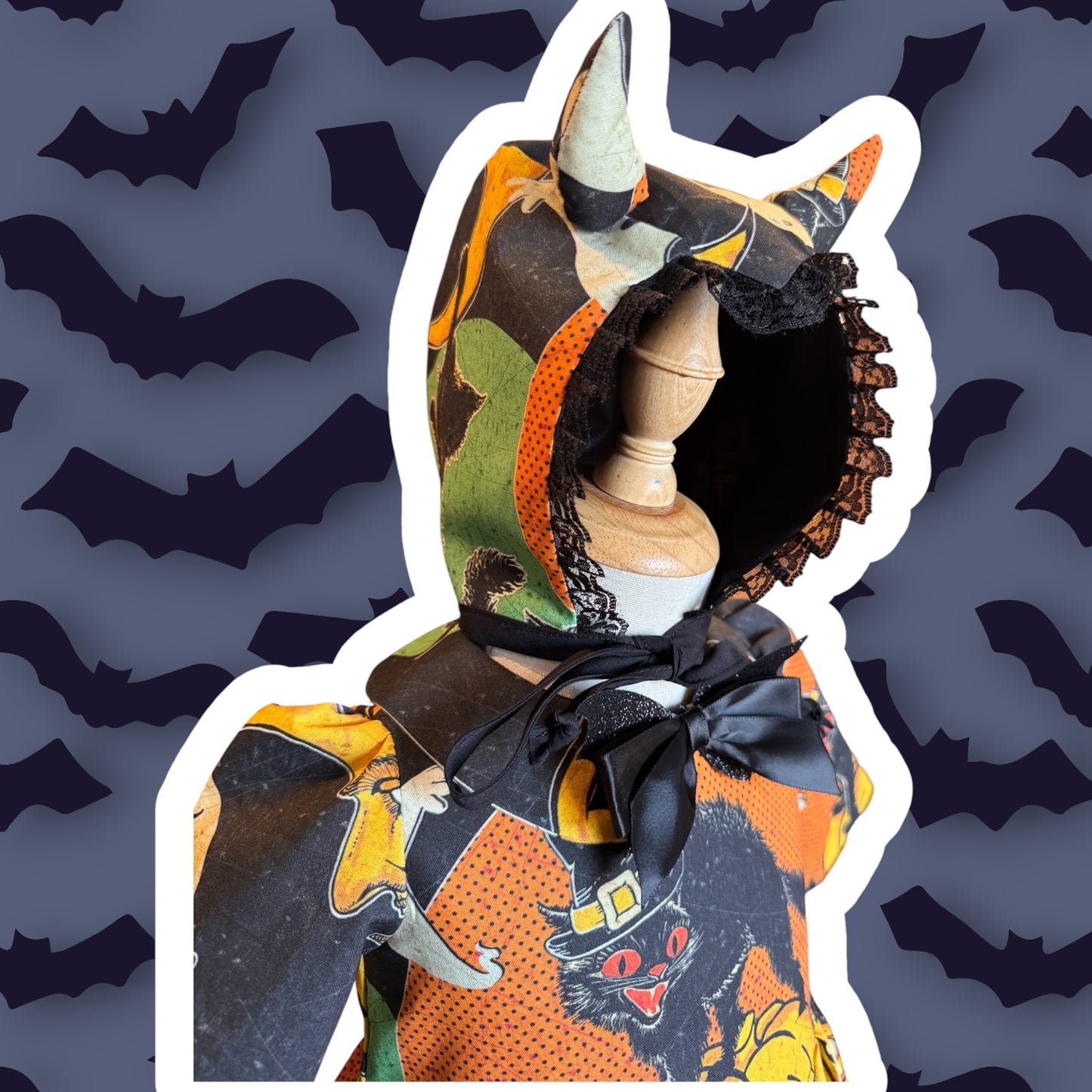 RTS 2/3T Halloween Emily dress with matching devil bonnet