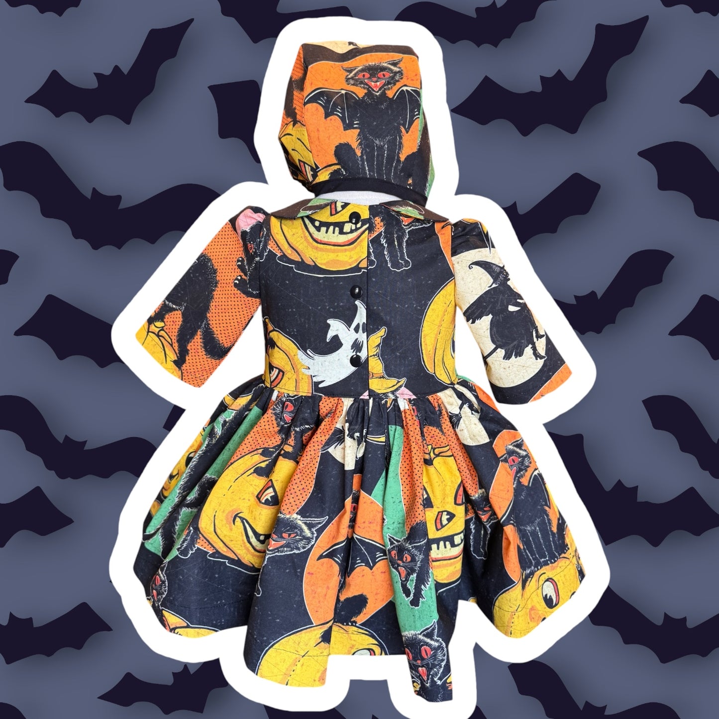 RTS 2/3T Halloween Emily dress with matching devil bonnet