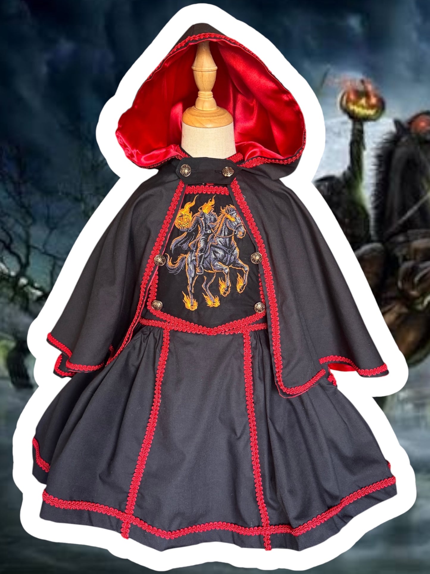 RTS 6/7/8 Headless Horseman dress with matching cape