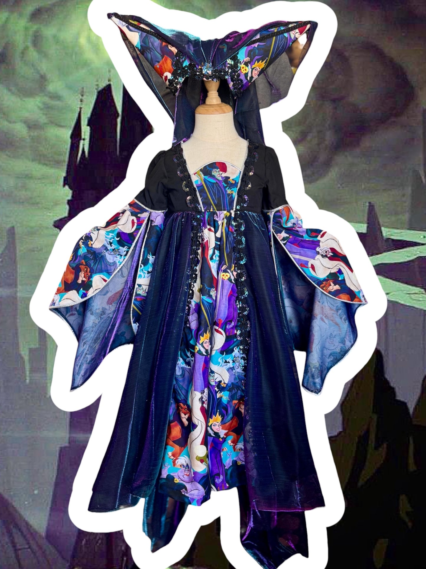 RTS 3/4T Medieval Revival Wicked Queen Dress with matching Double Hennin