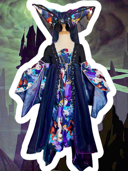 RTS 3/4T Medieval Revival Wicked Queen Dress with matching Double Hennin