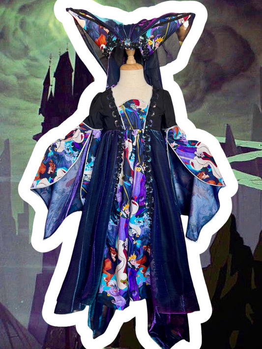 RTS 3/4T Medieval Revival Wicked Queen Dress with matching Double Hennin