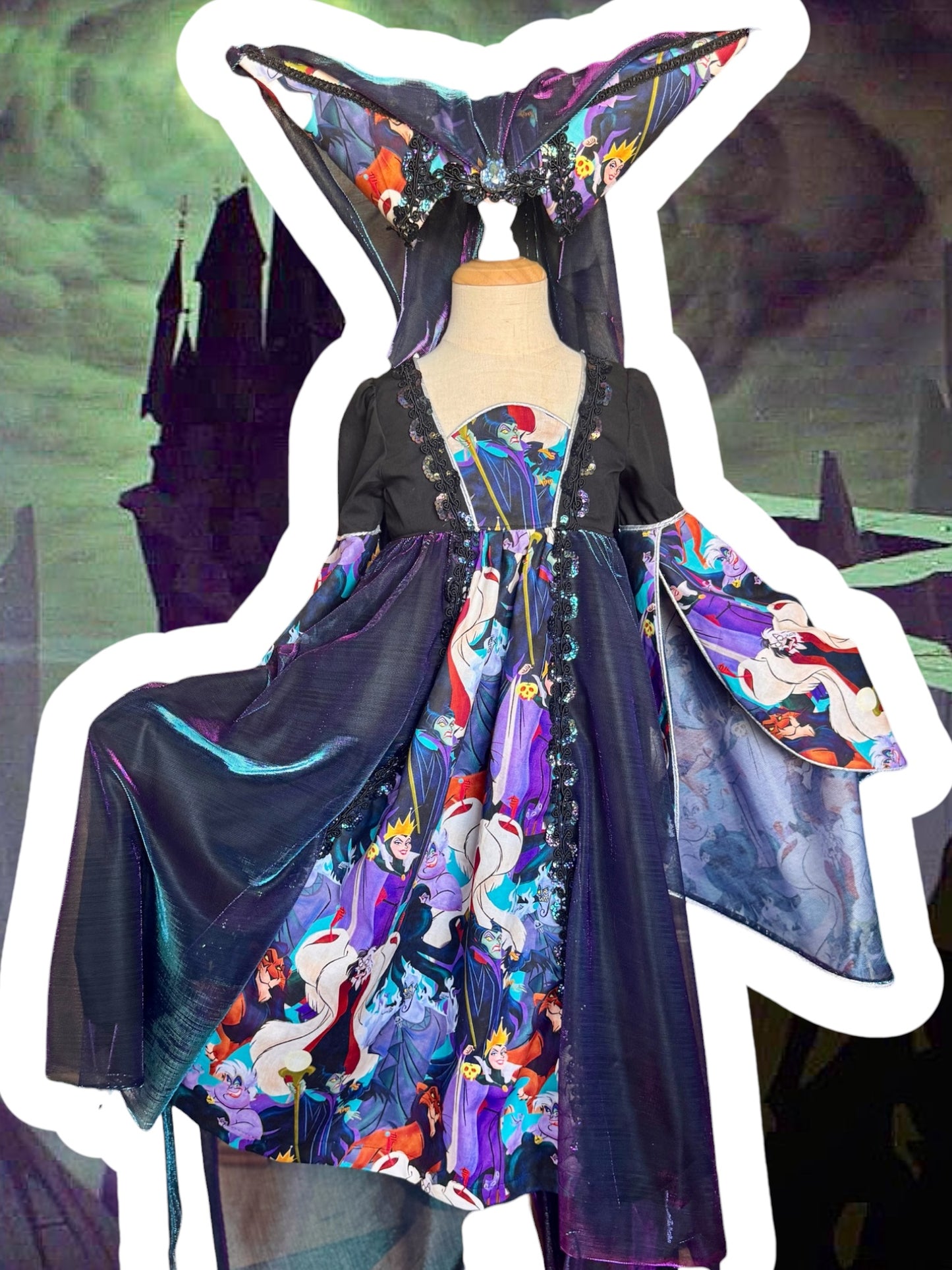 RTS 3/4T Medieval Revival Wicked Queen Dress with matching Double Hennin