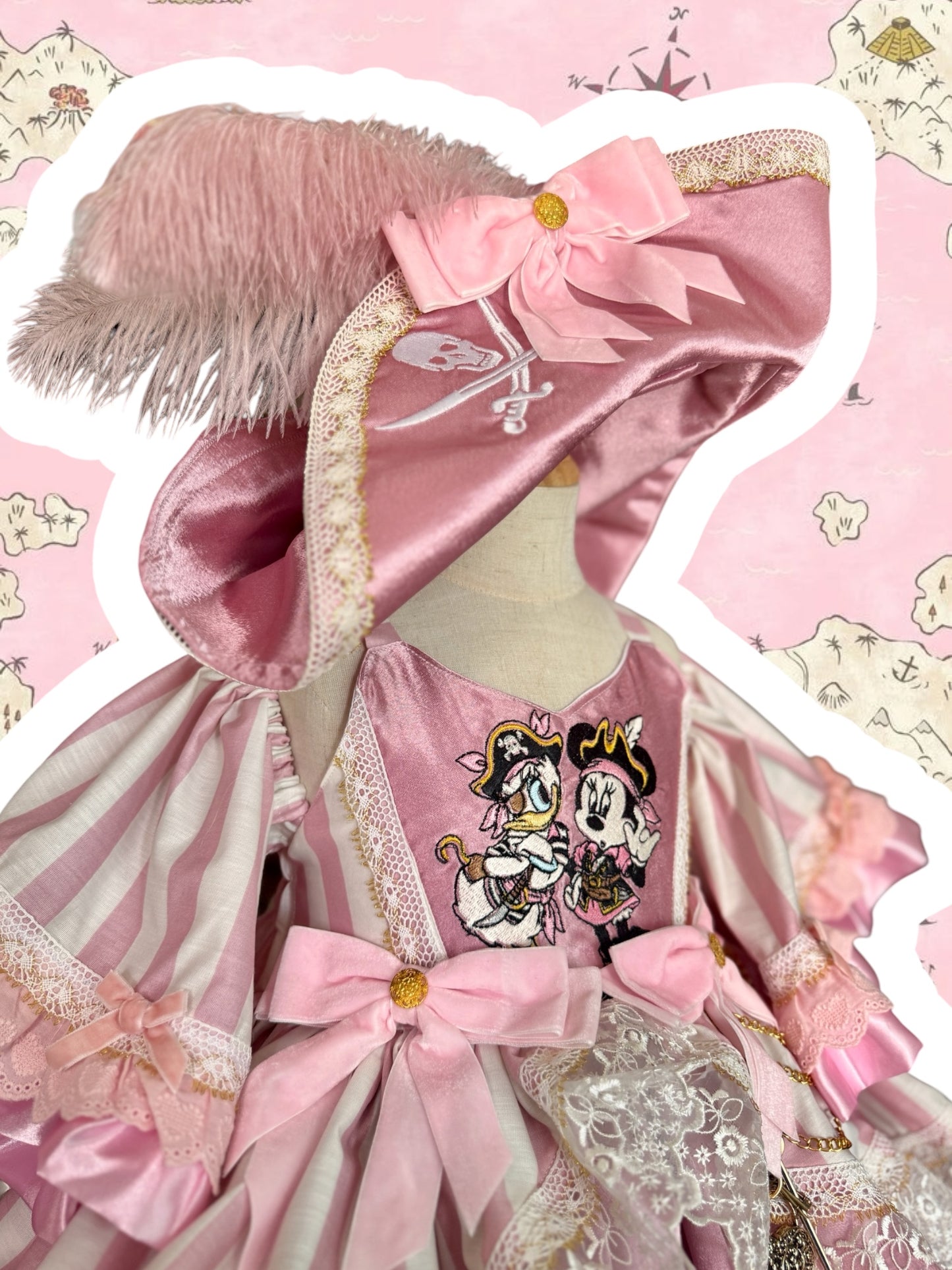 RTS 2/3/4 Eloise Pink pirate dress with hat and bloomers