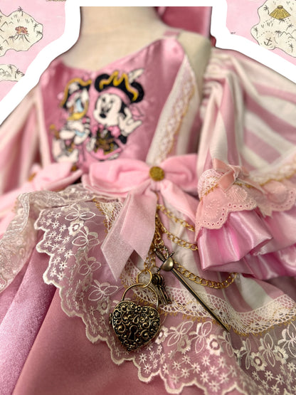 RTS 2/3/4 Eloise Pink pirate dress with hat and bloomers