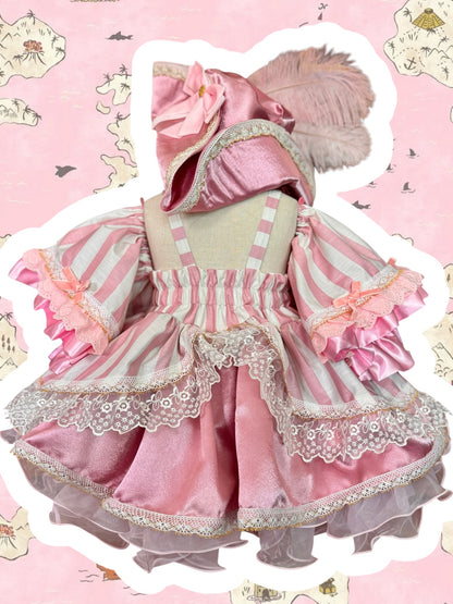 RTS 2/3/4 Eloise Pink pirate dress with hat and bloomers