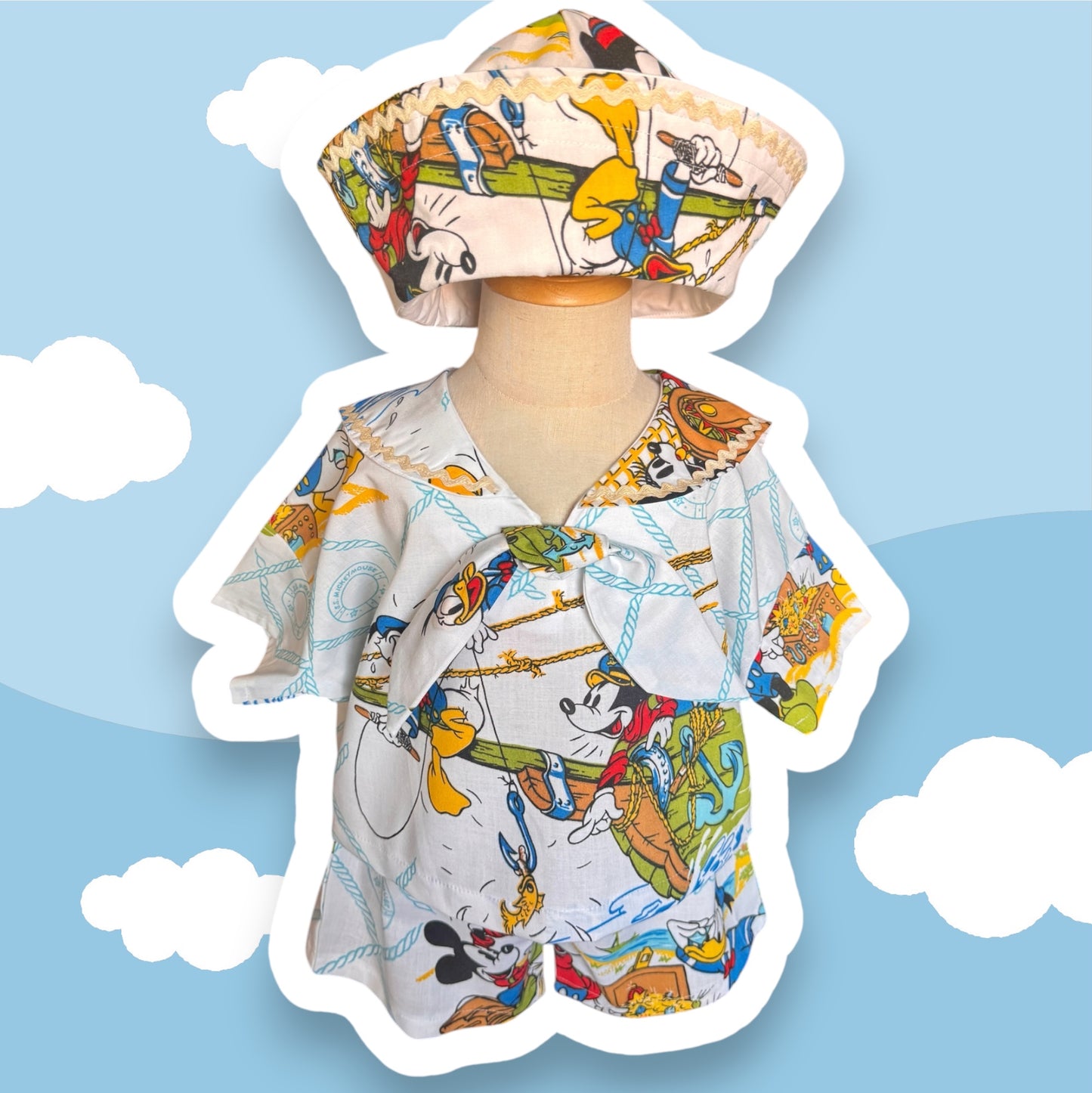 RTS 3/4 VTG Mickey sailor shirt, shorts and hat set