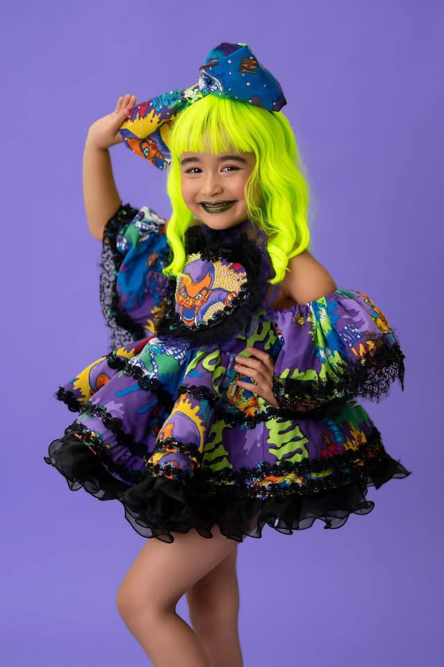 RTS 5/6/7 vintage Goosebumps Eloise heart dress with matching bow
