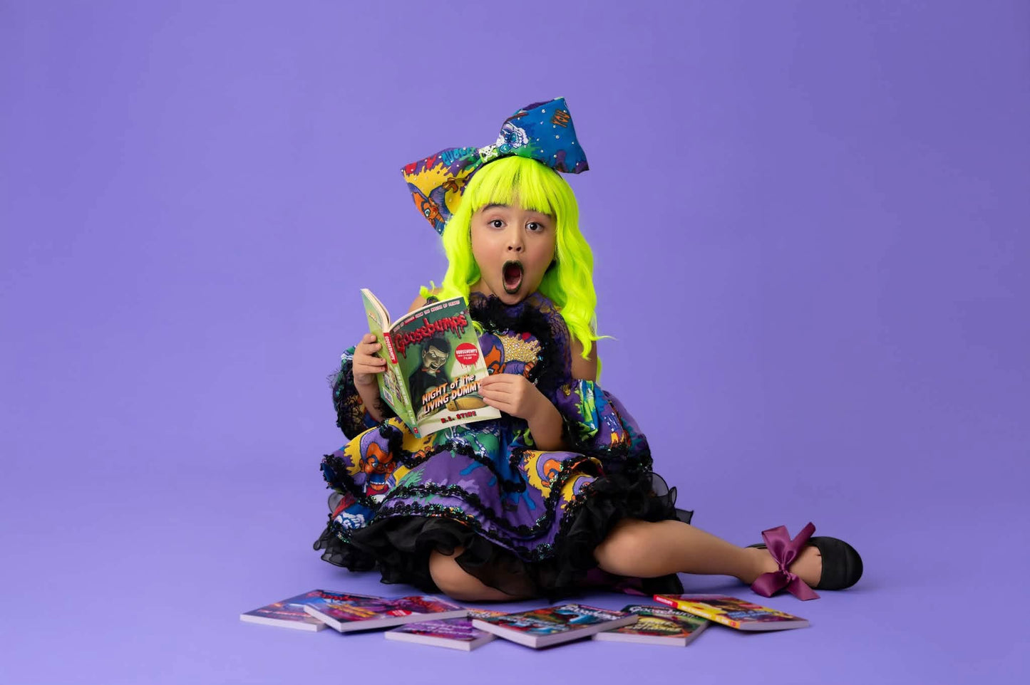 RTS 5/6/7 vintage Goosebumps Eloise heart dress with matching bow