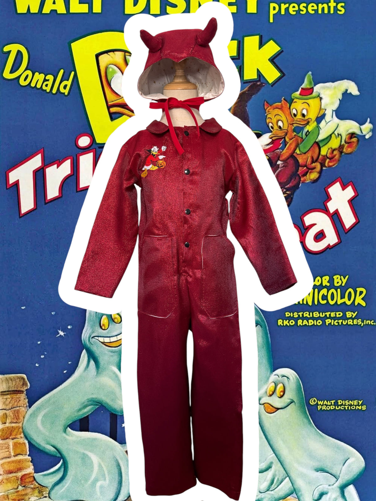 RTS 6/7 Devil Donald Duck jumpsuit with matching bonnet