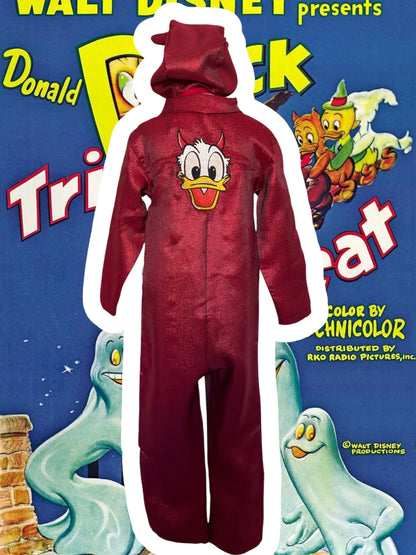 RTS 6/7 Devil Donald Duck jumpsuit with matching bonnet