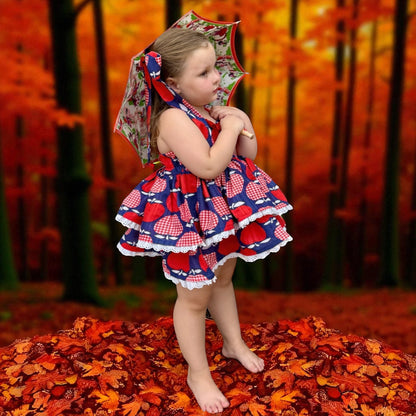 RTS 5/6 Vintage Apple Harley dress with matching bow