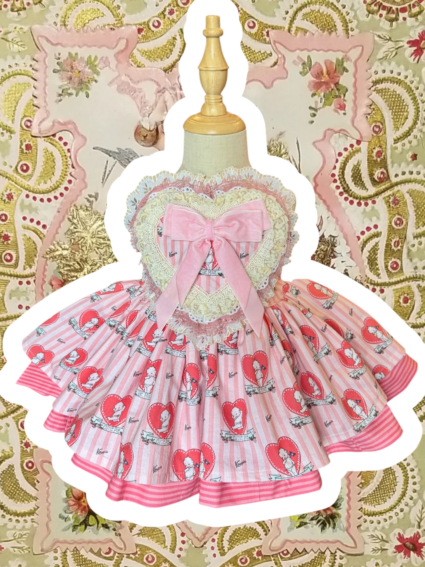 RTS 3/4 Kewpie Valentine’s Day Harley romper dress