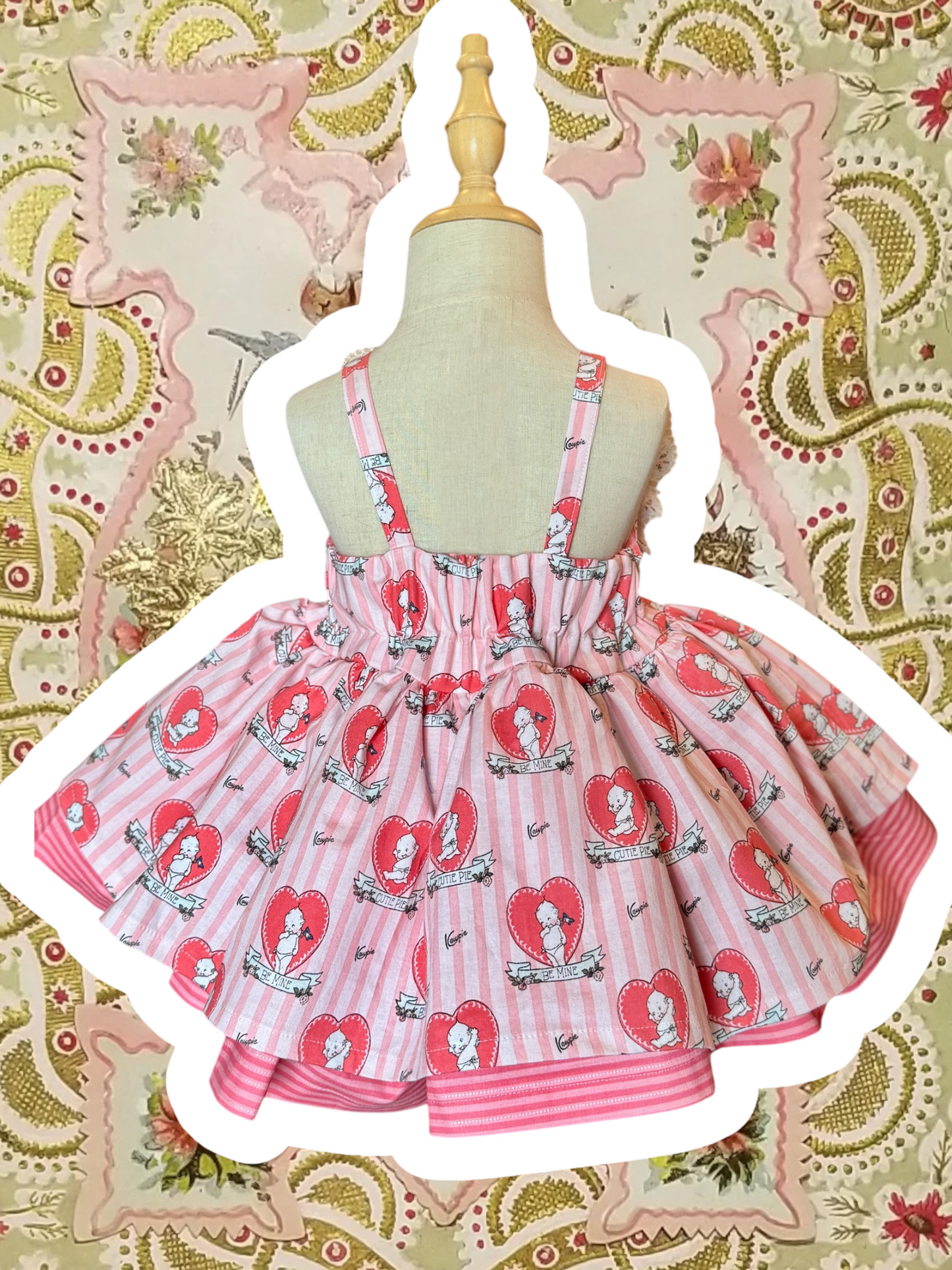 RTS 3/4 Kewpie Valentine’s Day Harley romper dress