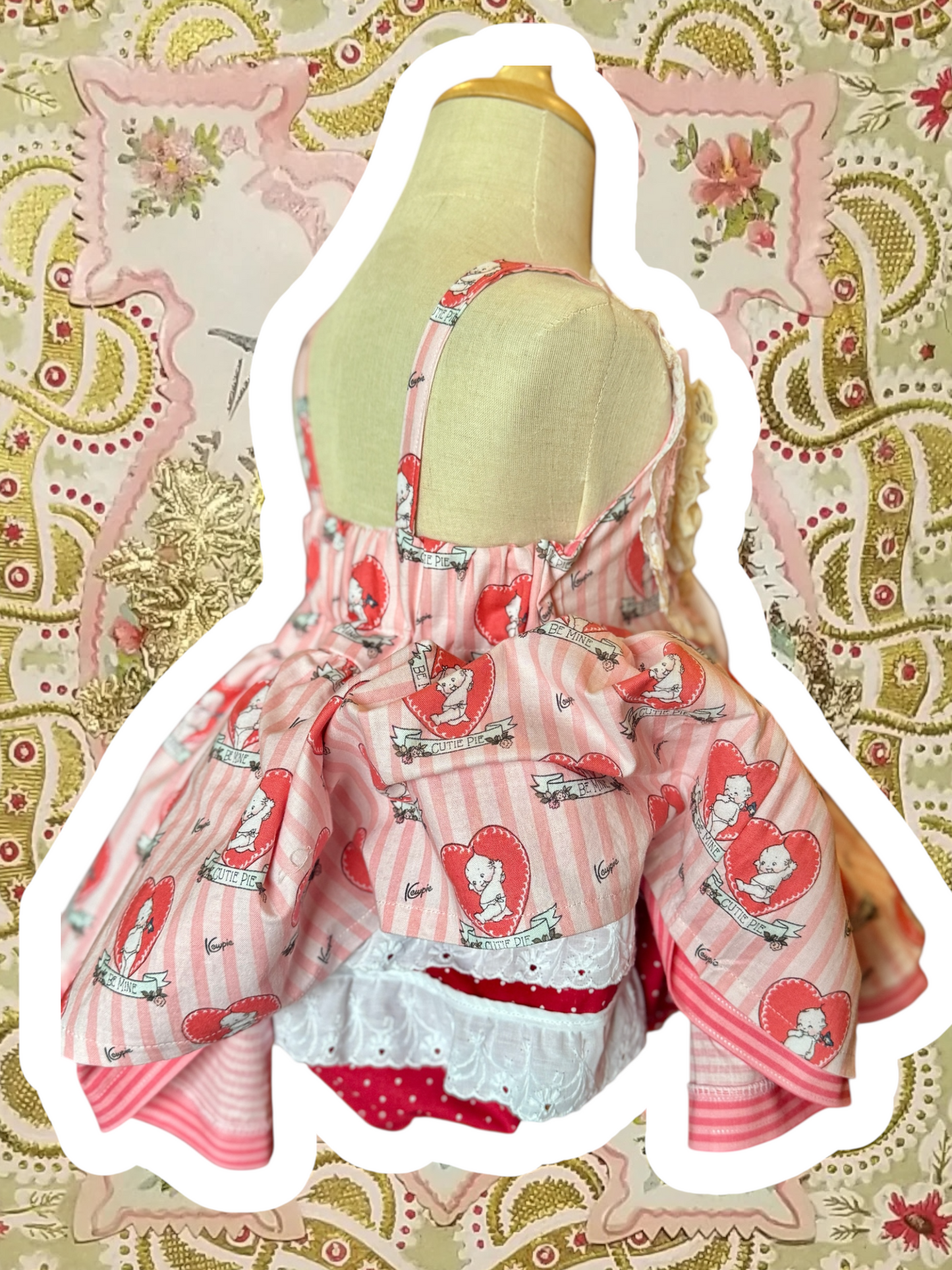 RTS 3/4 Kewpie Valentine’s Day Harley romper dress