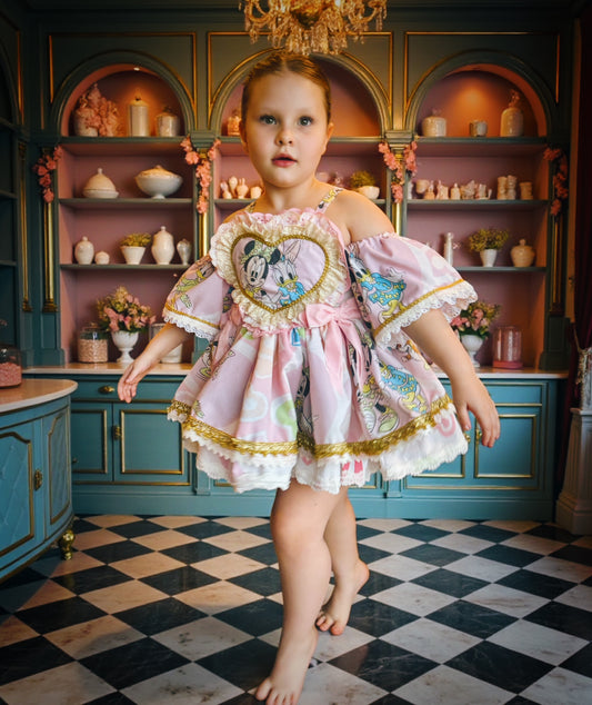 RTS 4/5 Minnie and Daisy Heart Eloise dress