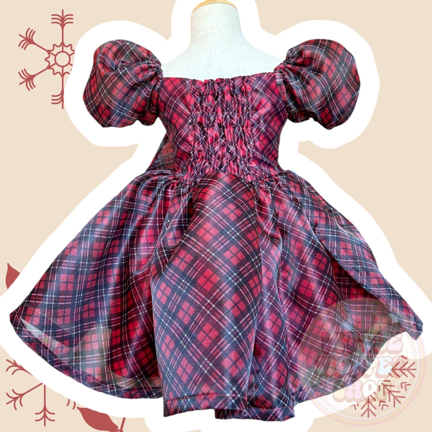 RTS 3/4T red plaid party dress