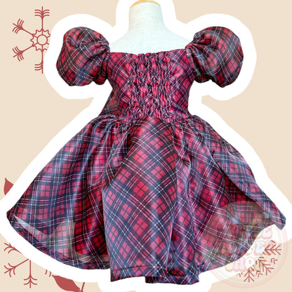 RTS 3/4T red plaid party dress