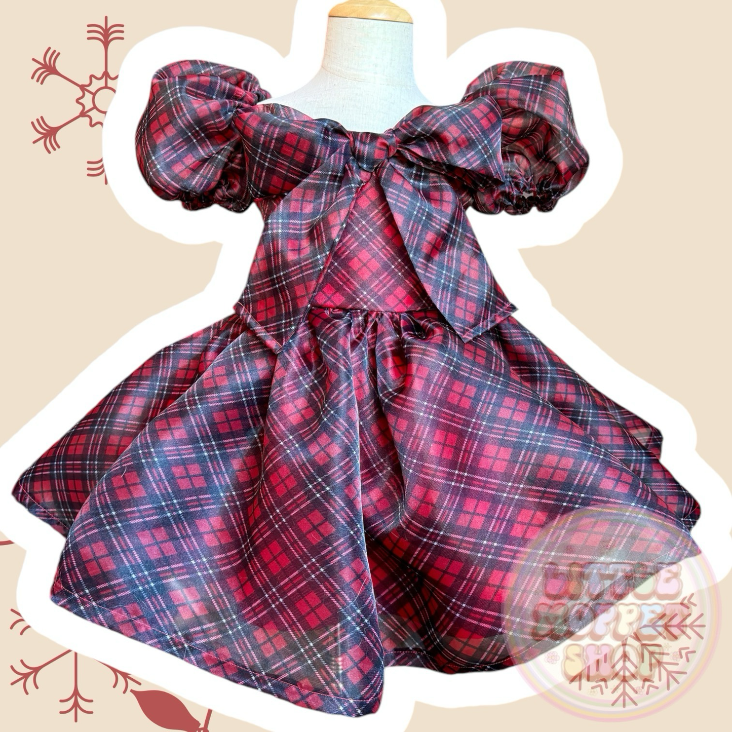 RTS 3/4T red plaid party dress